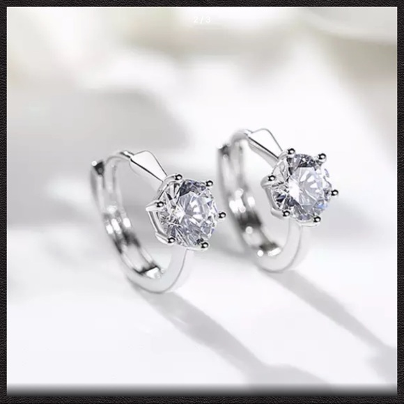 925 Sterling Silver Dazzling CZ Cuff Earrings - Picture 2 of 9